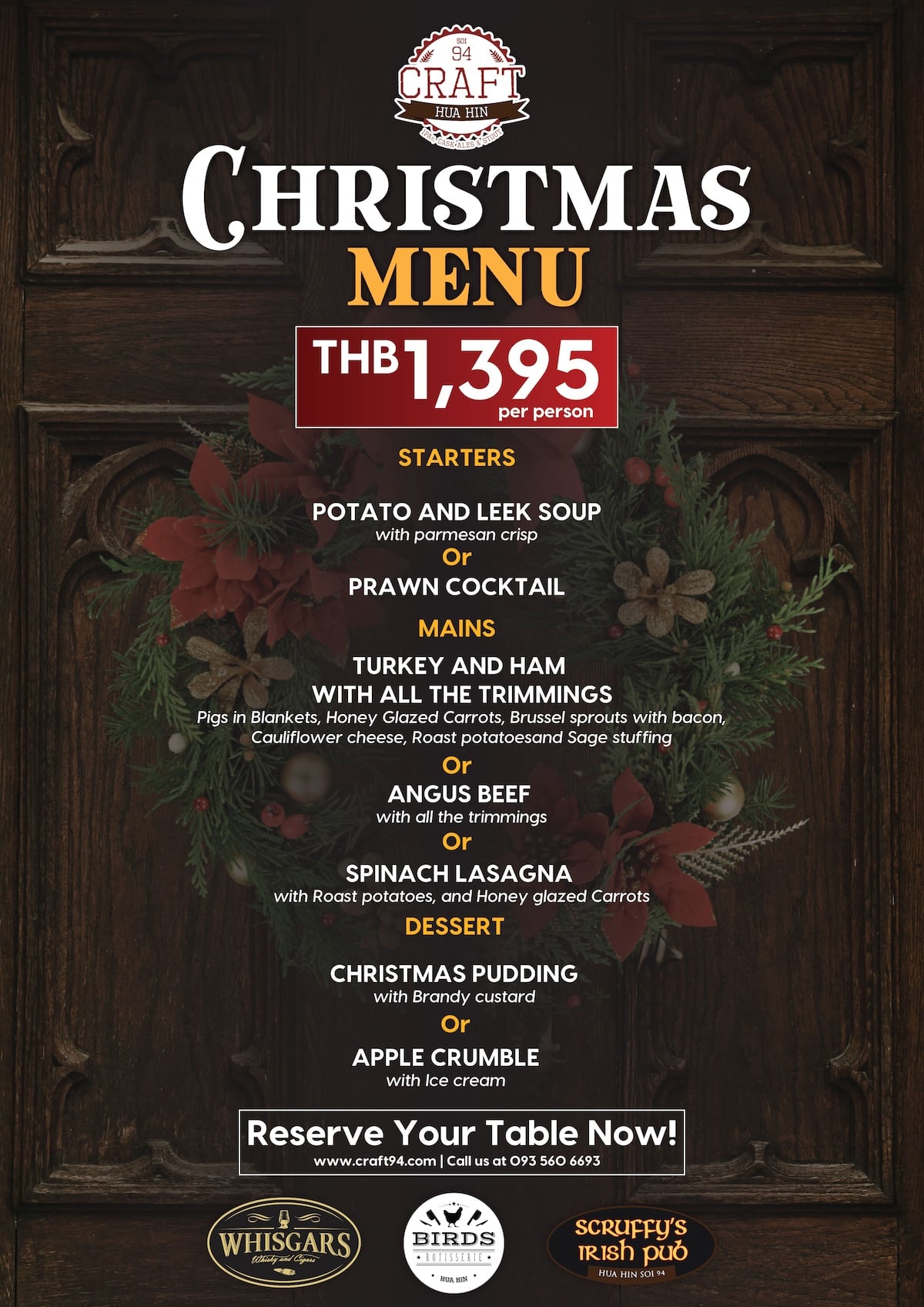 Craft 94 Hua Hin Christmas 2026 Menu