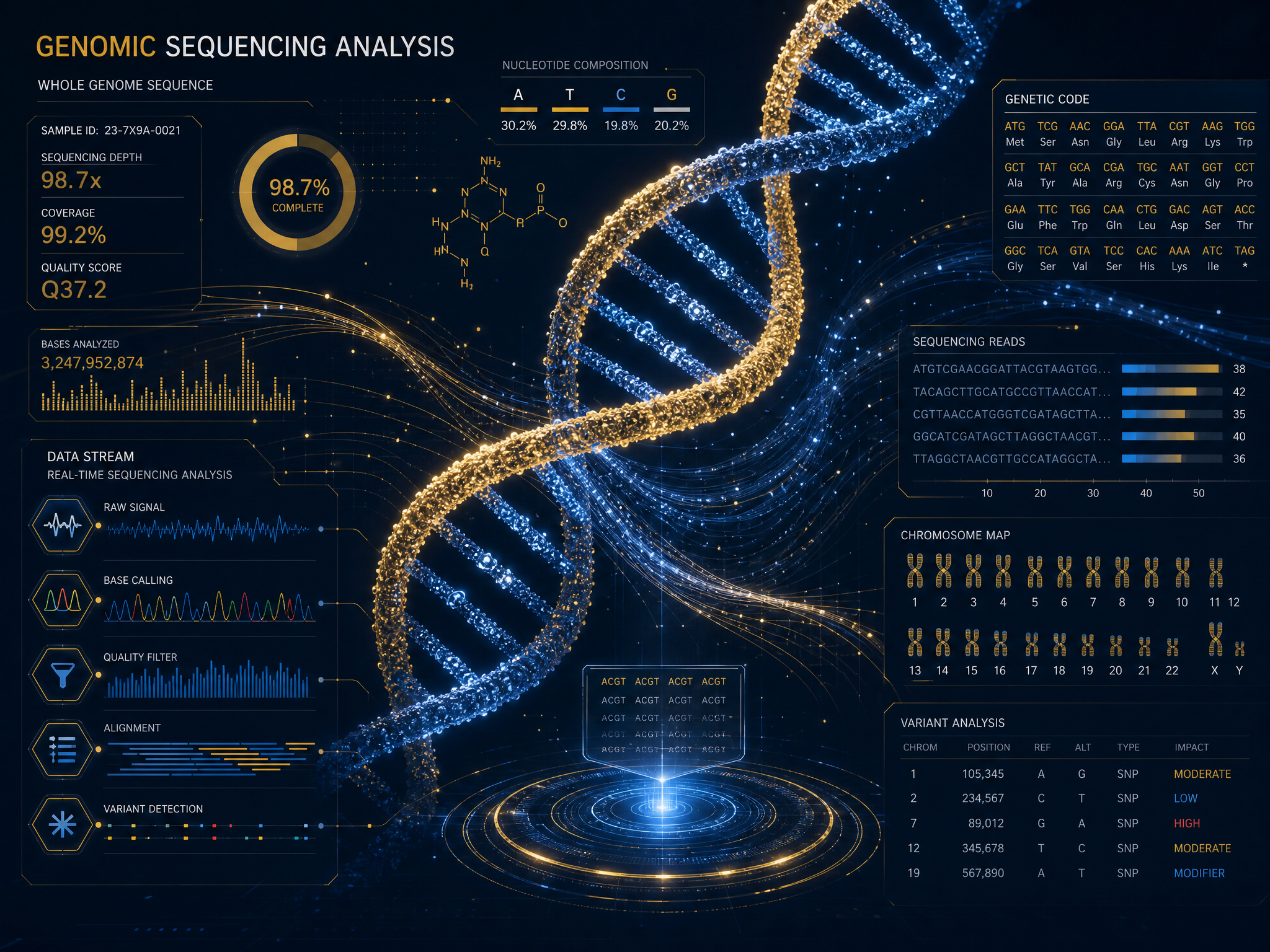 Genomic sequencing visualization with DNA data streams