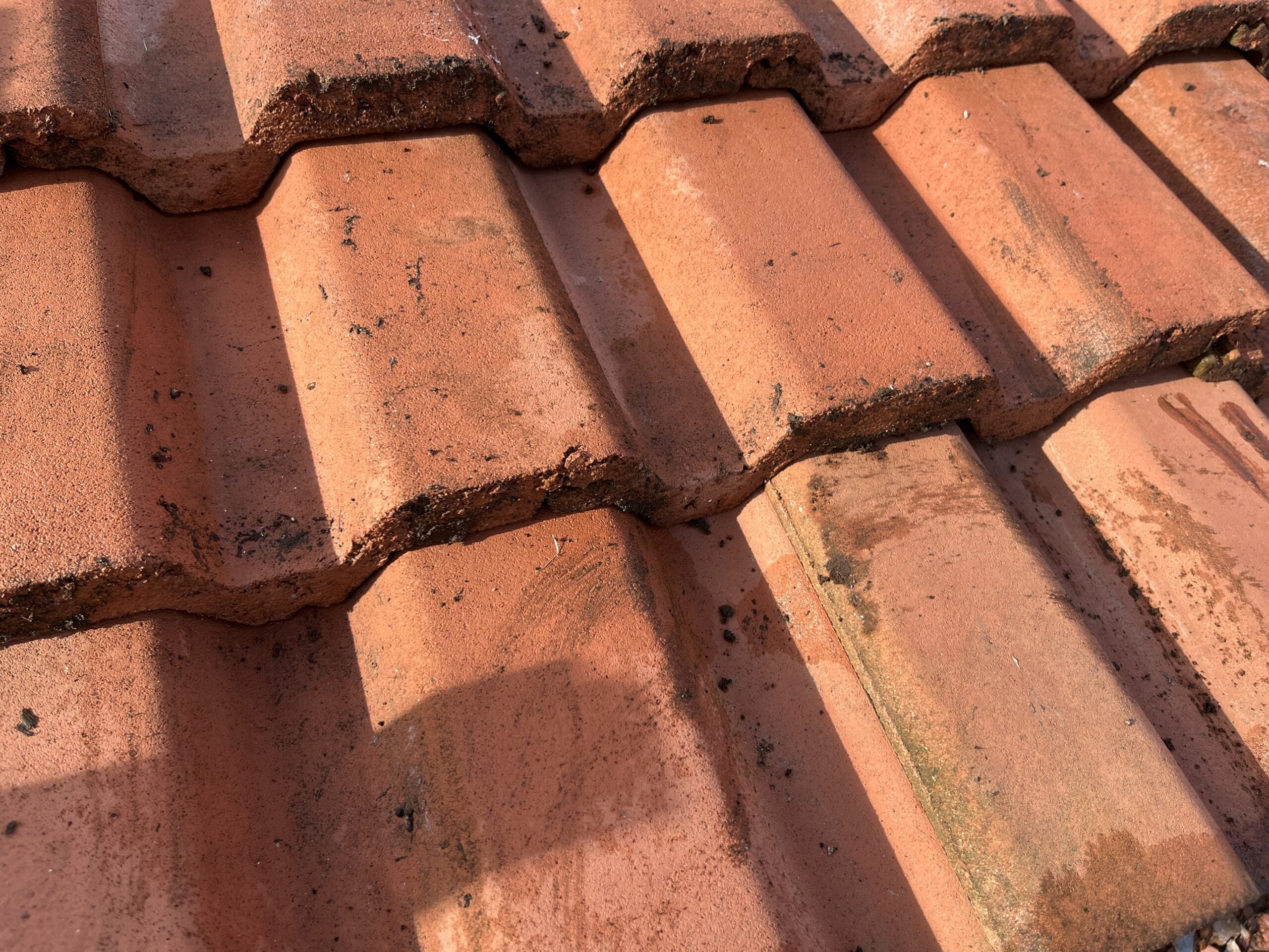 UK clay tile roof close-up