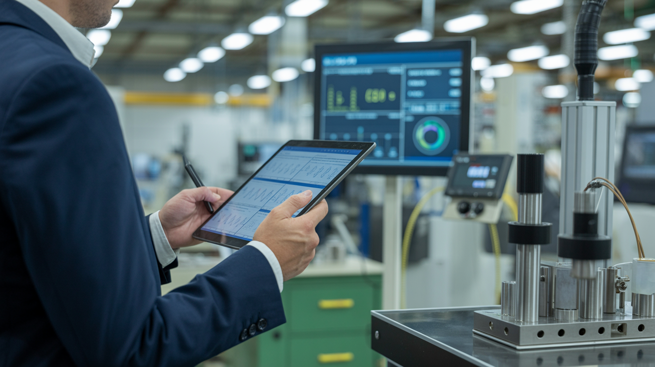 Quality inspector reviewing manufacturing processes