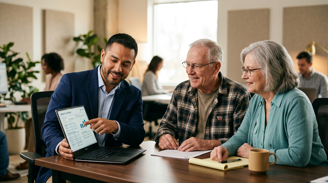 An accredited VA claims agent helping a veteran understand the forms and law