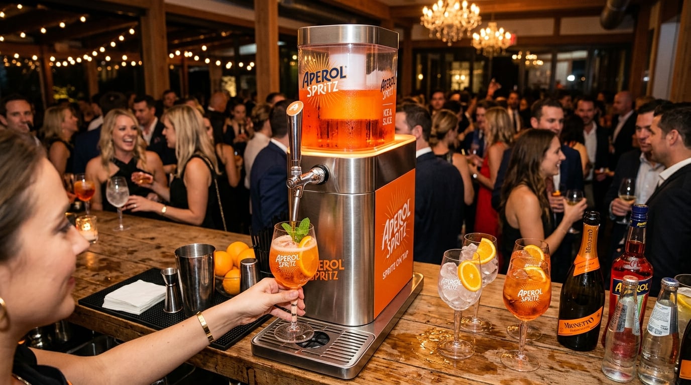 Aperol Spritz XXL Maschine zum Selbermachen auf einer Party