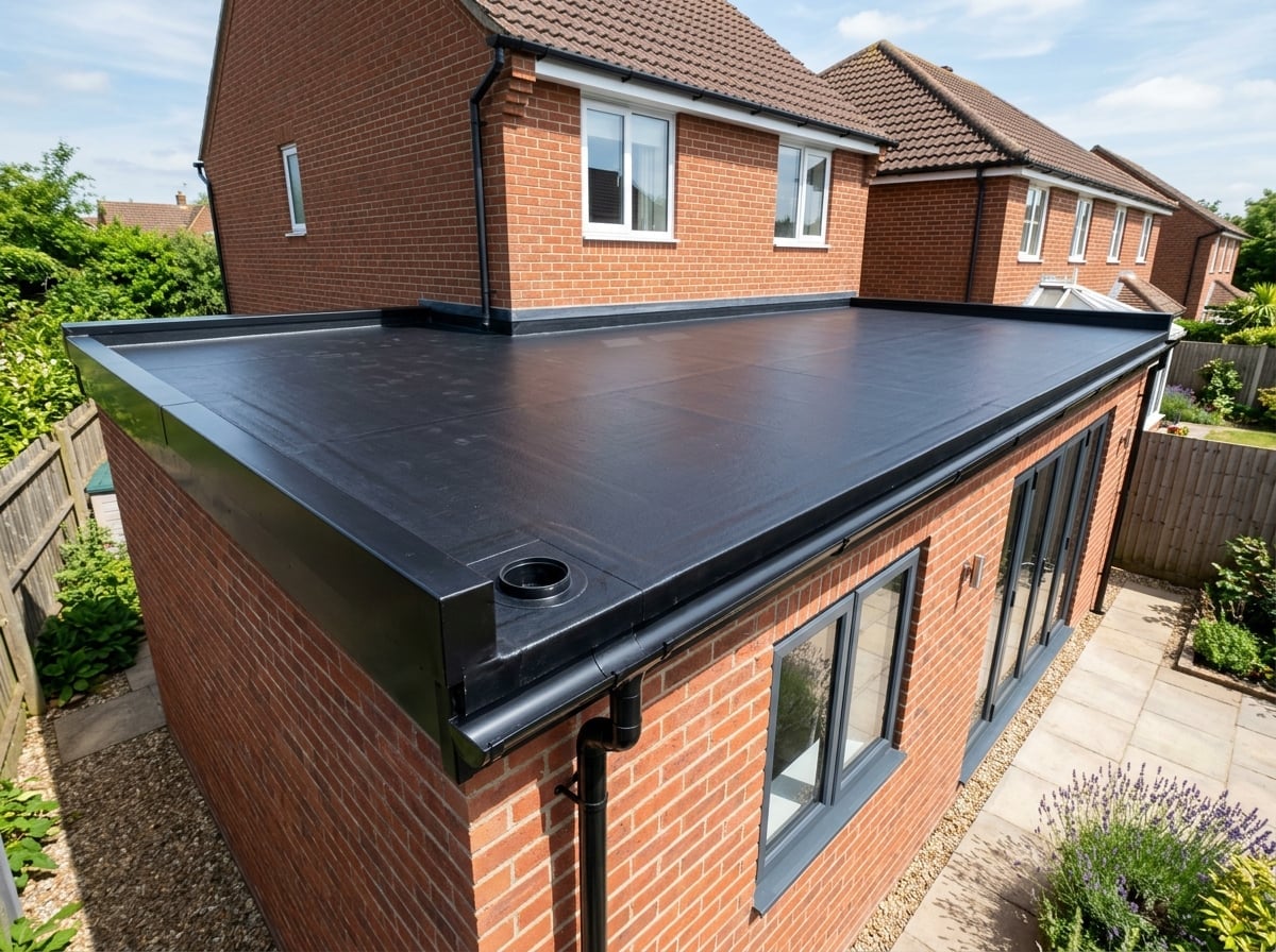 Flat roof installation with EPDM membrane