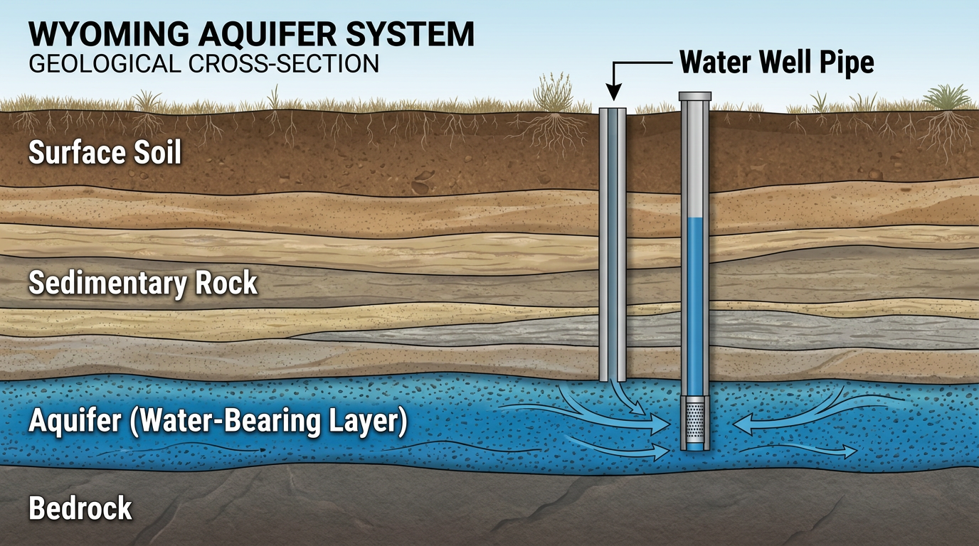 Geological cross-section showing Wyoming aquifer layers