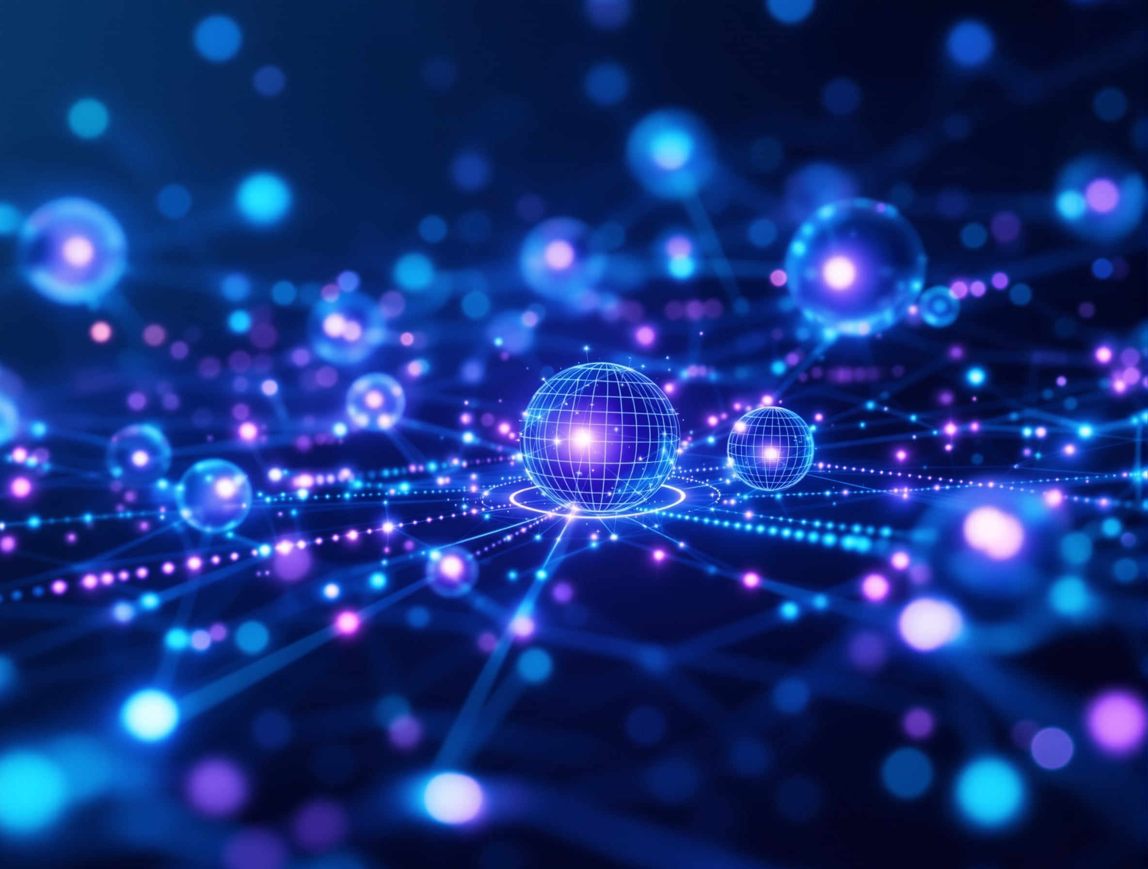 Custom AI Agents — abstract blue-purple tech visualization