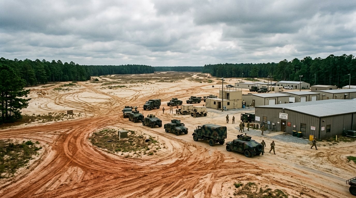 Fort Liberty (Fort Bragg), North Carolina — sprawling Army base with pine forests and training grounds
