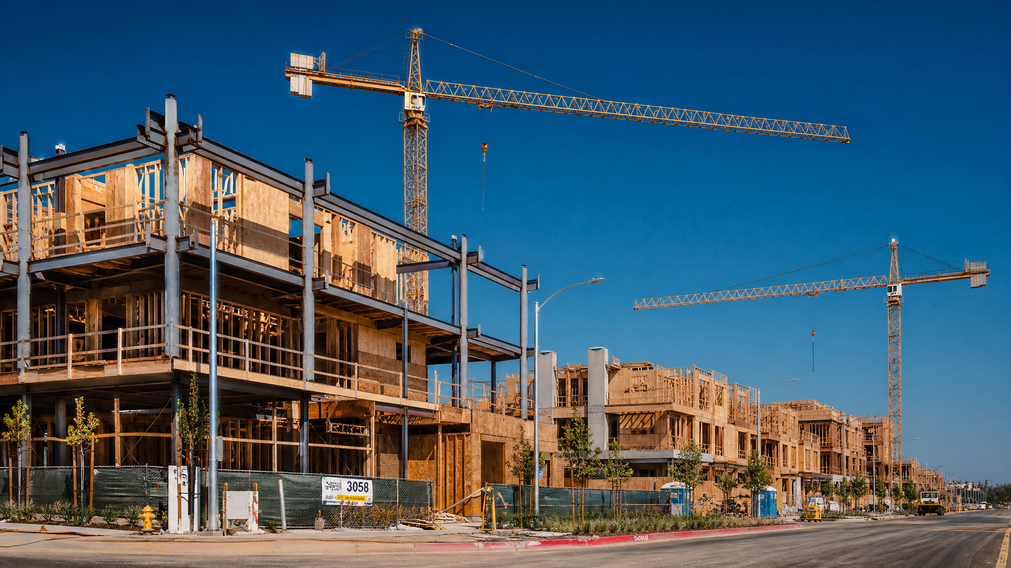 Construction site showing ground-up residential development