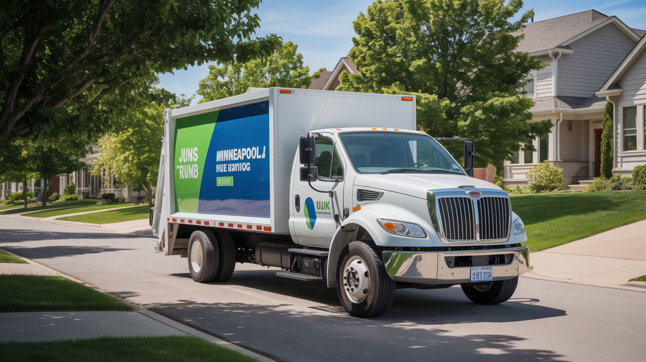 Professional junk removal truck in Minneapolis neighborhood
