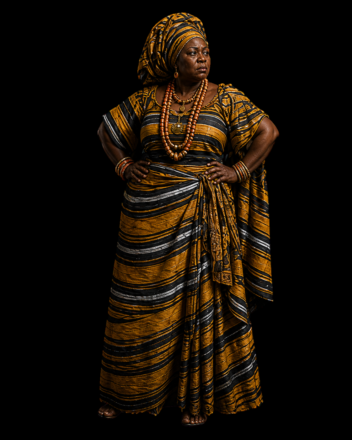 The mother character from Onoja Oboni in traditional Igala royal attire