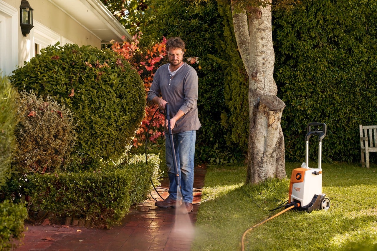 Power washing garden path