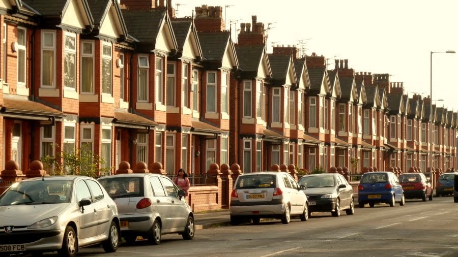 UK terraced houses with chimneys