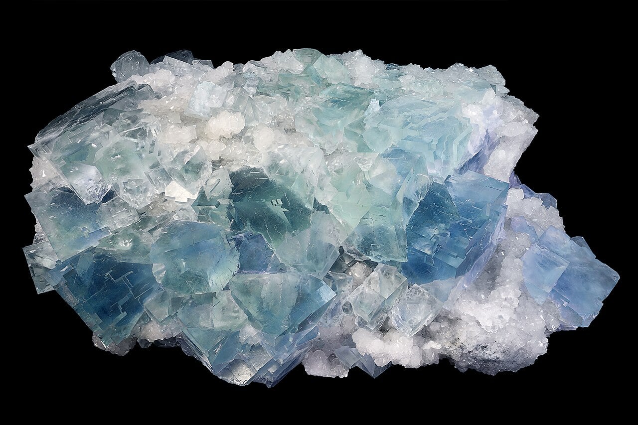 Purple and green fluorite crystals