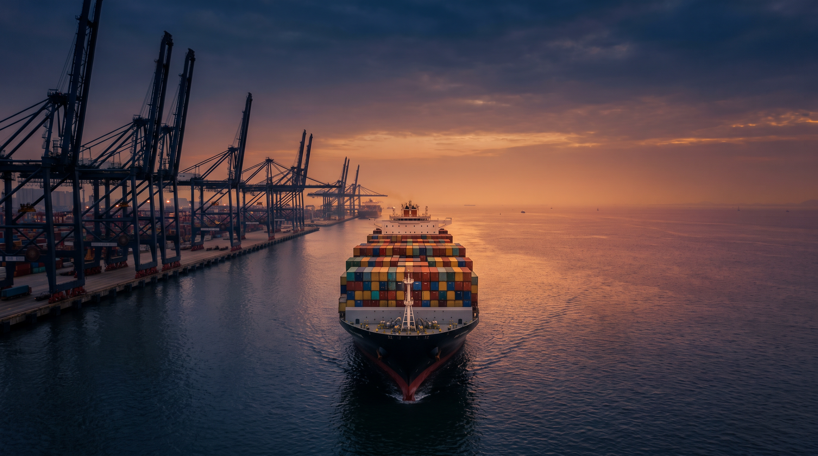 Container ship departing the Port of Shanghai bound for Zimbabwe