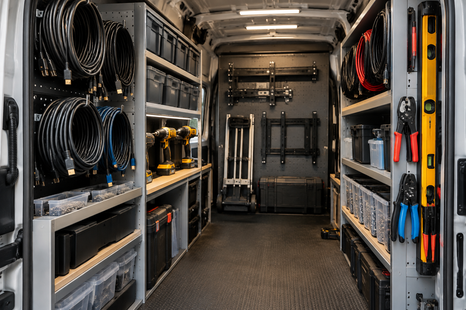 Unified Connection LLC professional toolkit and work van, neatly organized