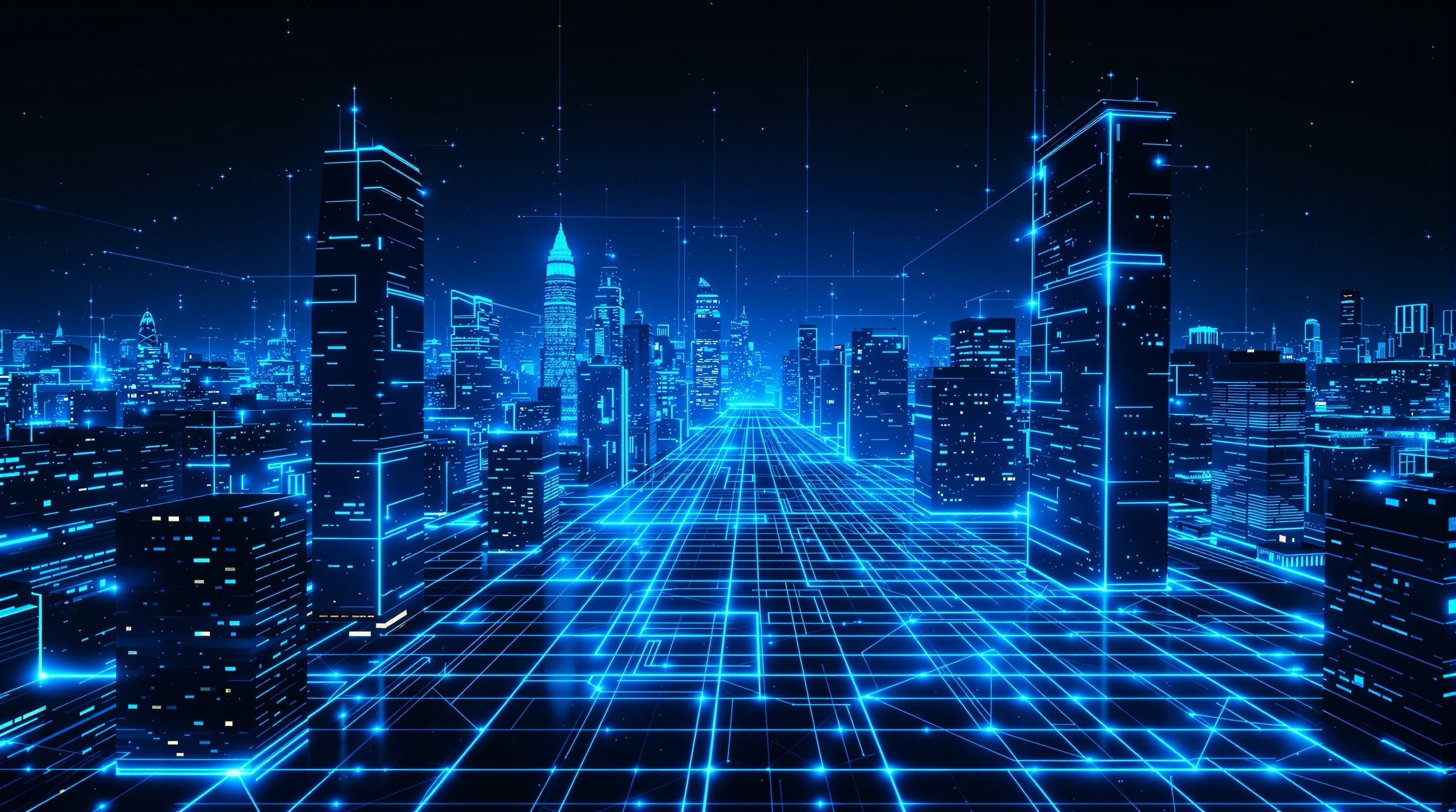 Futuristic smart city investment visualization