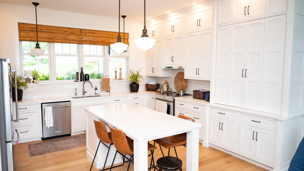 Complete kitchen renovation with modern cabinets and countertops