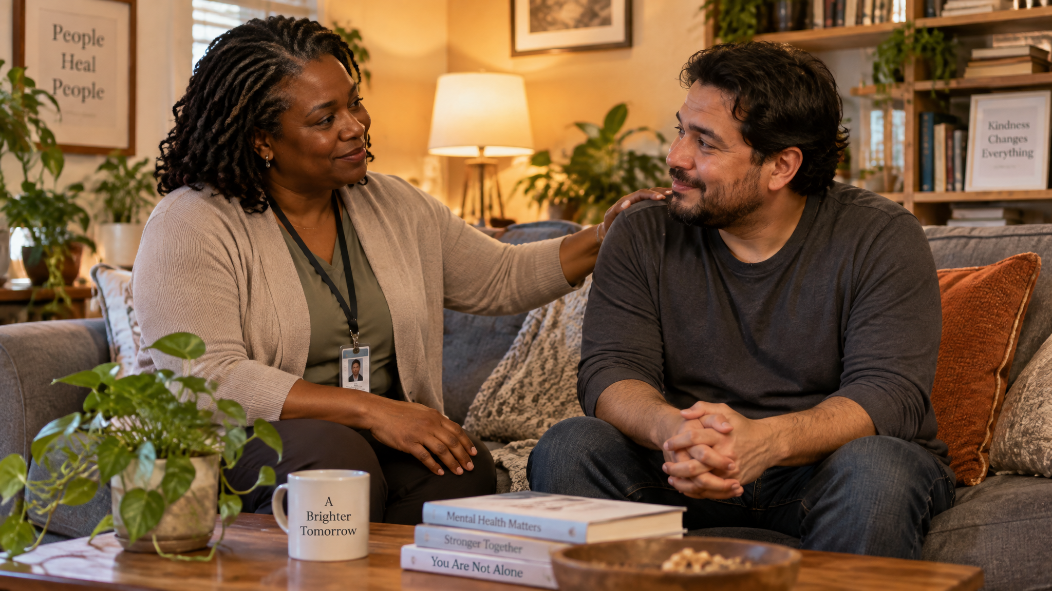 Compassionate crisis counselor providing support