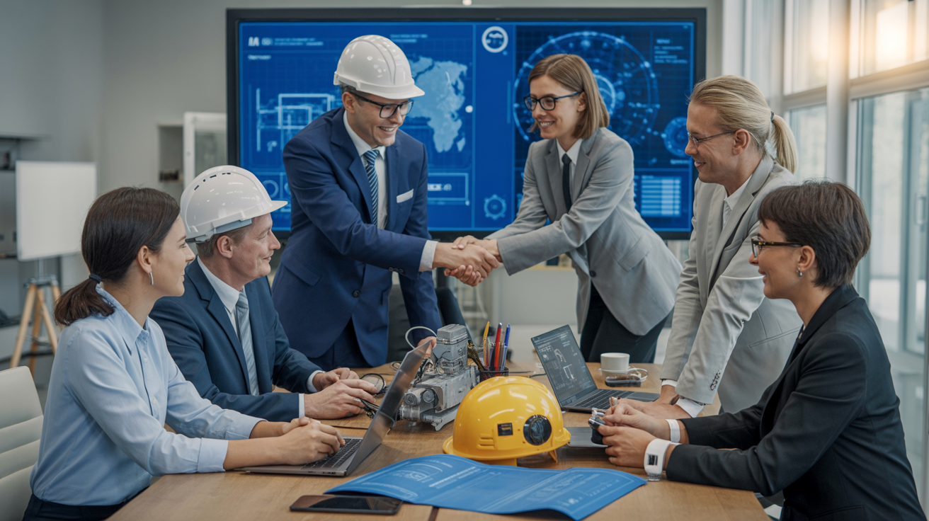 Professional team collaboration bridging business and technology