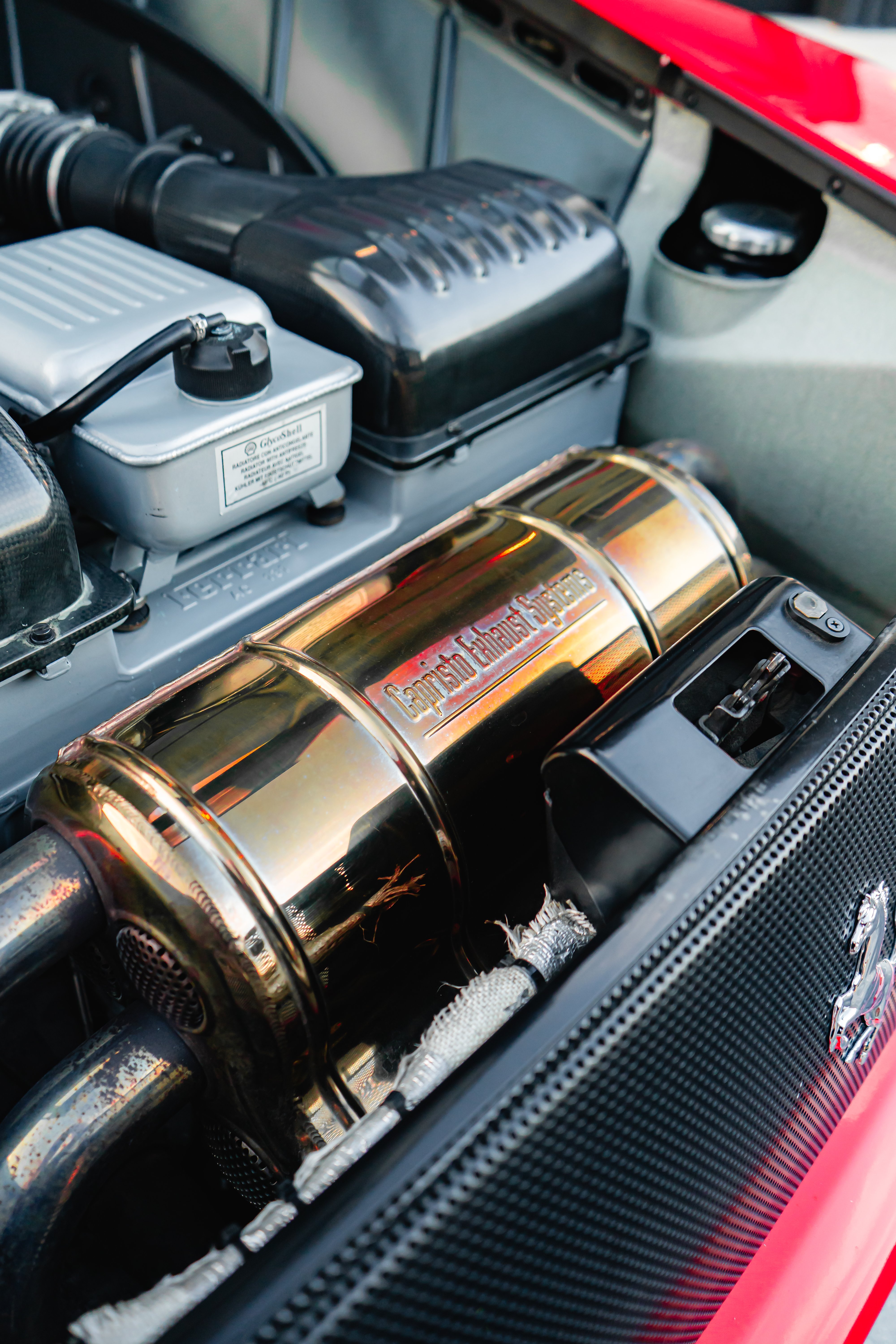Ferrari 360 Challenge Stradale engine bay with Capristo exhaust