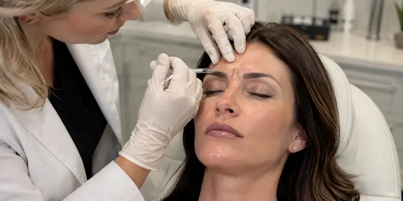 Aplicação de toxina botulínica no rosto de cliente em Sorocaba