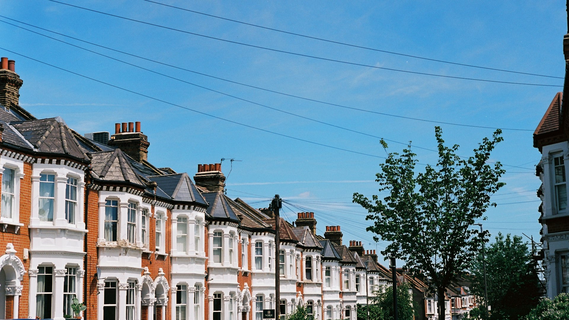 Victorian terraced street with slate roofs in Rochdale