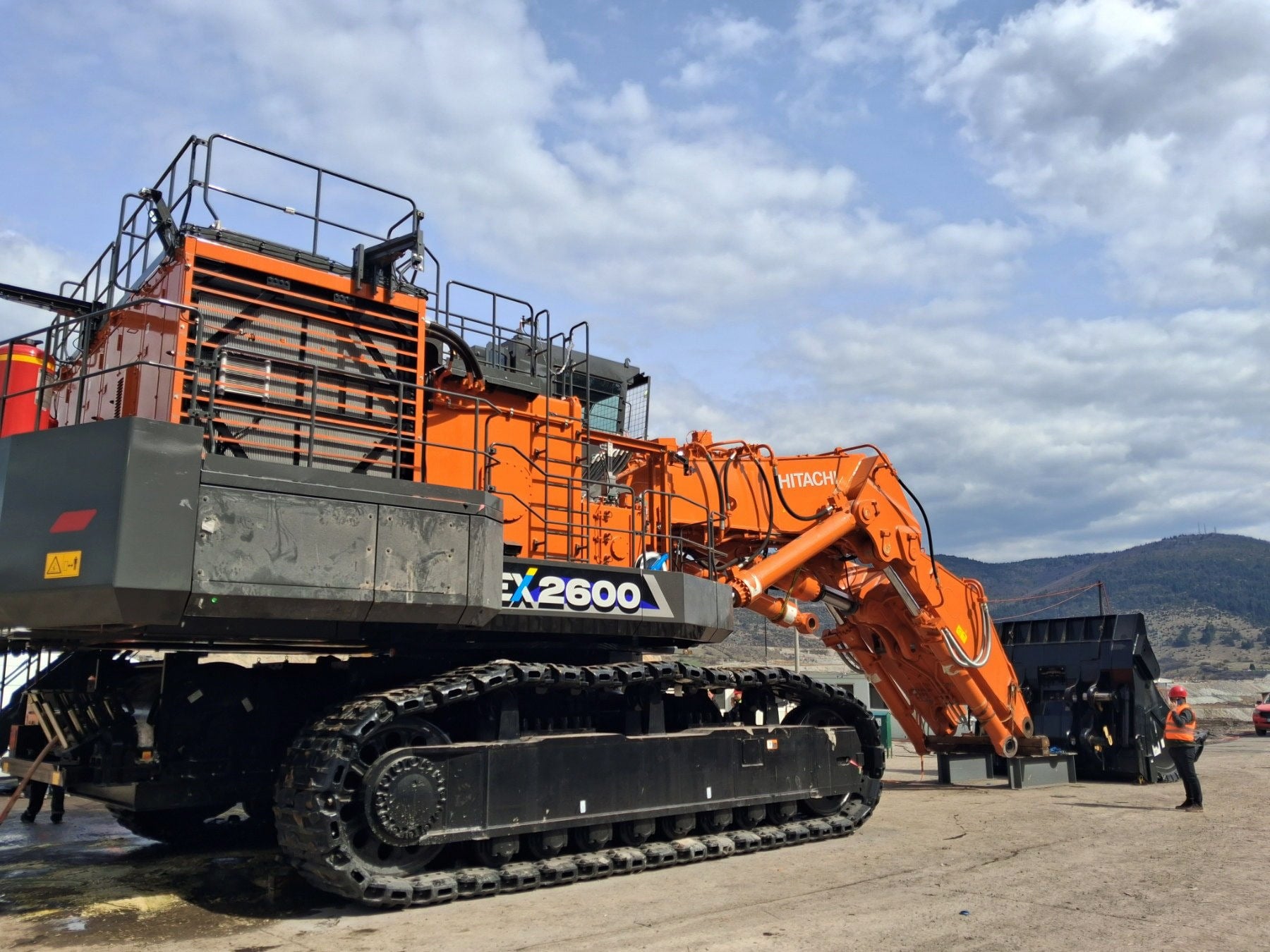 Hitachi excavator working on construction site