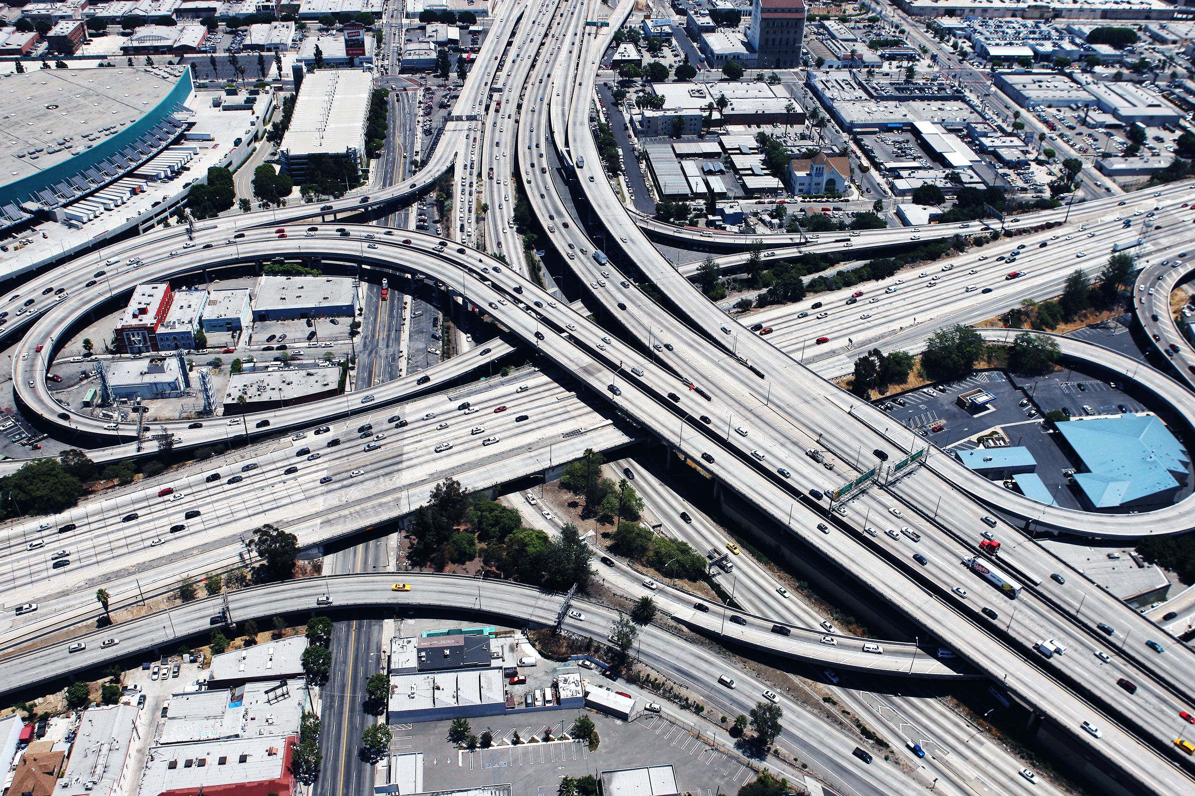 Highway infrastructure and bridge from drone