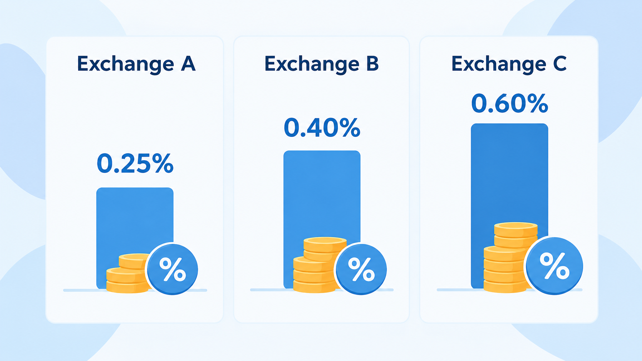 Crypto exchange fee comparison chart for Coinbase vs Kraken vs Binance.US 2026