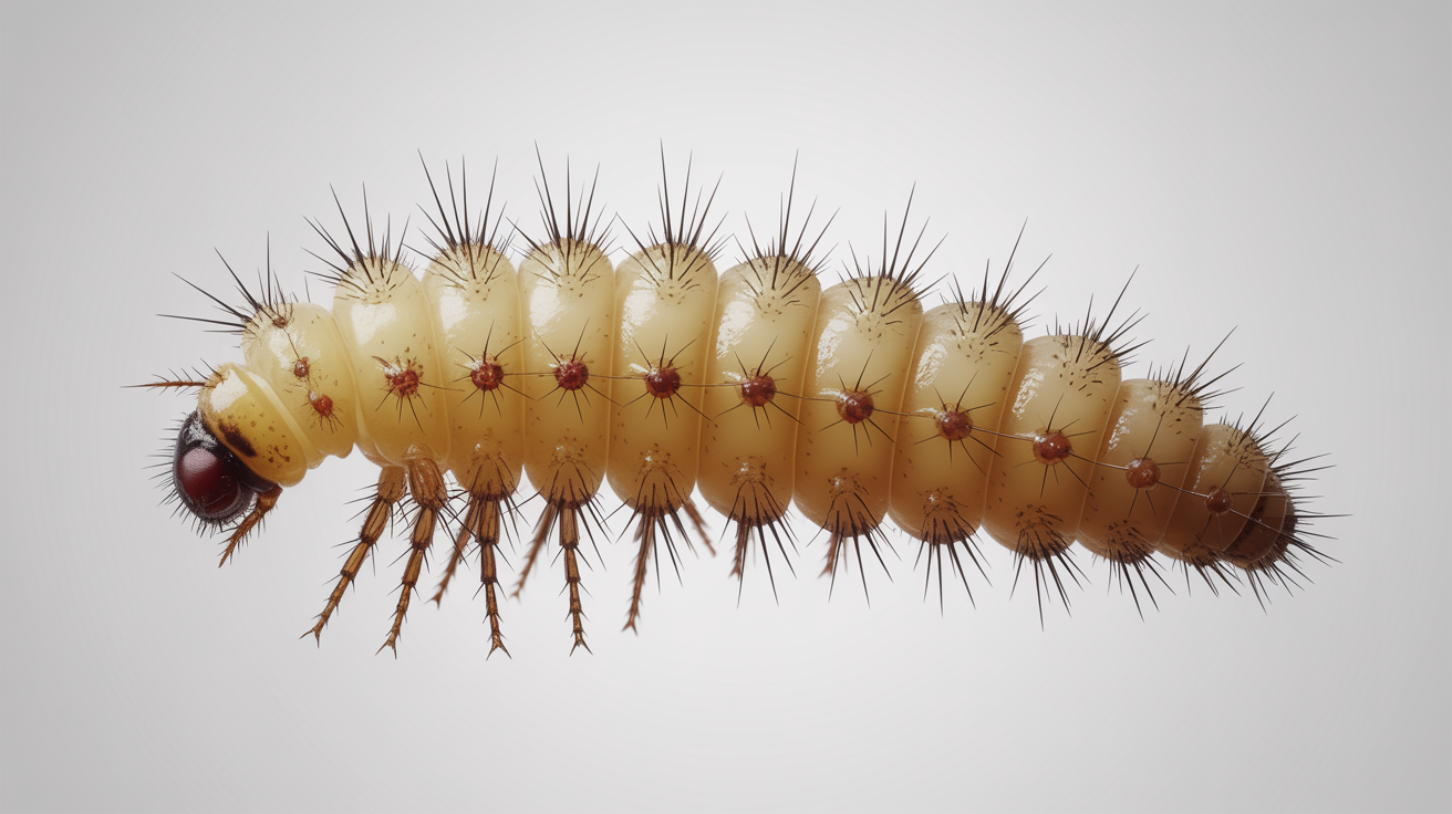 Tampilan mikroskopis larva Diptera penyebab myiasis oral menunjukkan tubuh bersegmen dengan spina kutikular