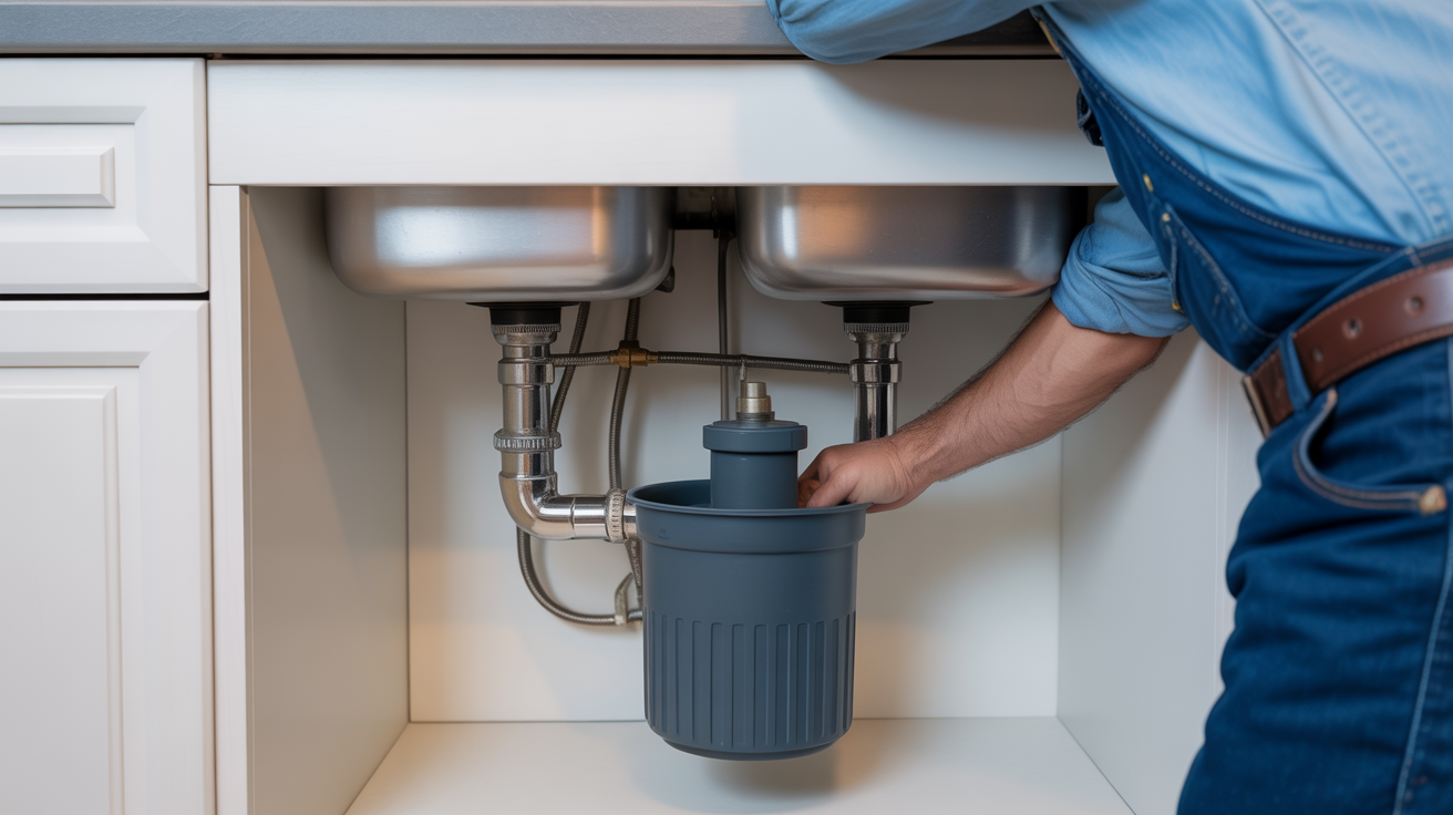 Garbage disposal and under-sink plumbing installation