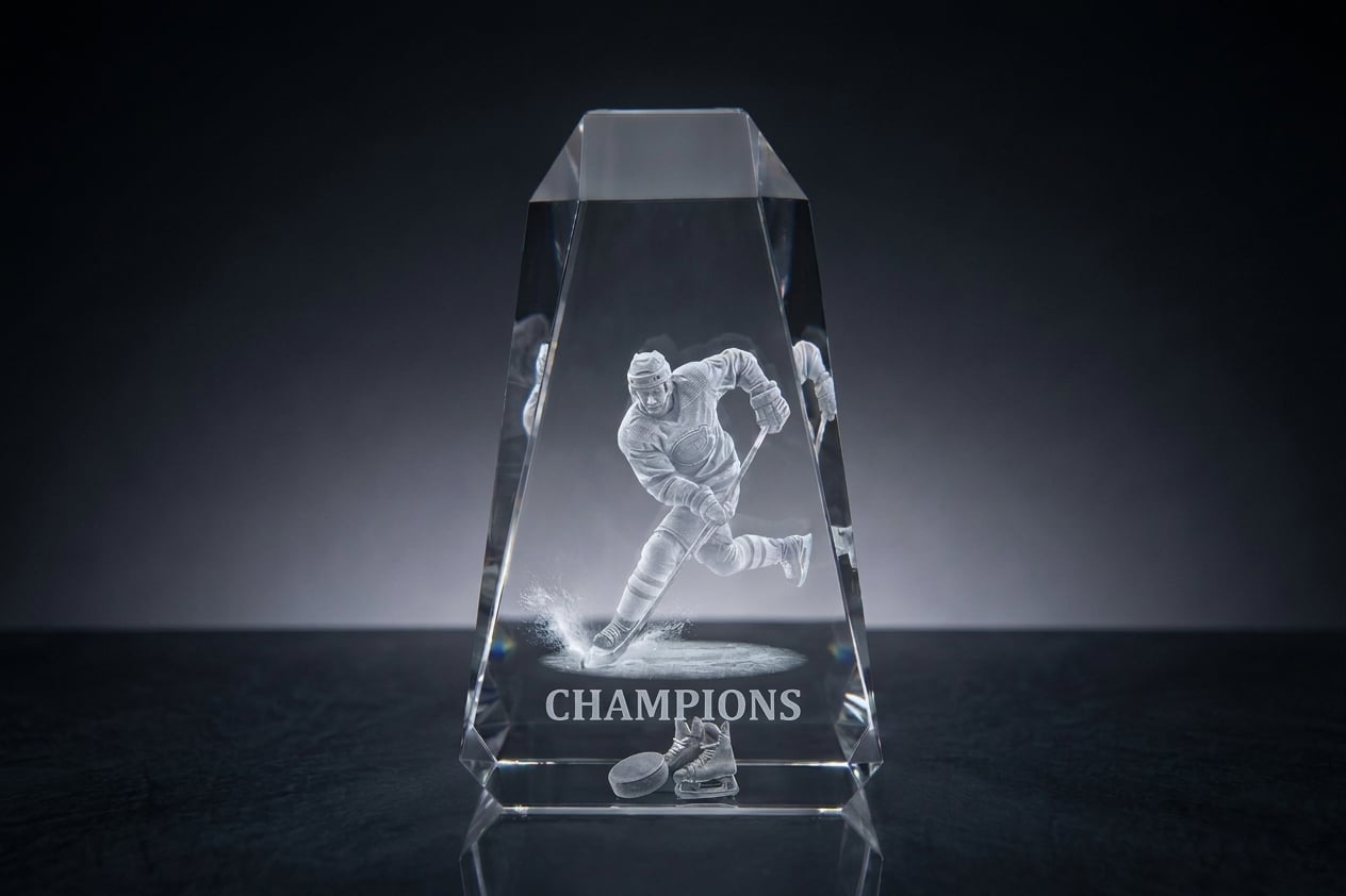 Crystal glass award trophy