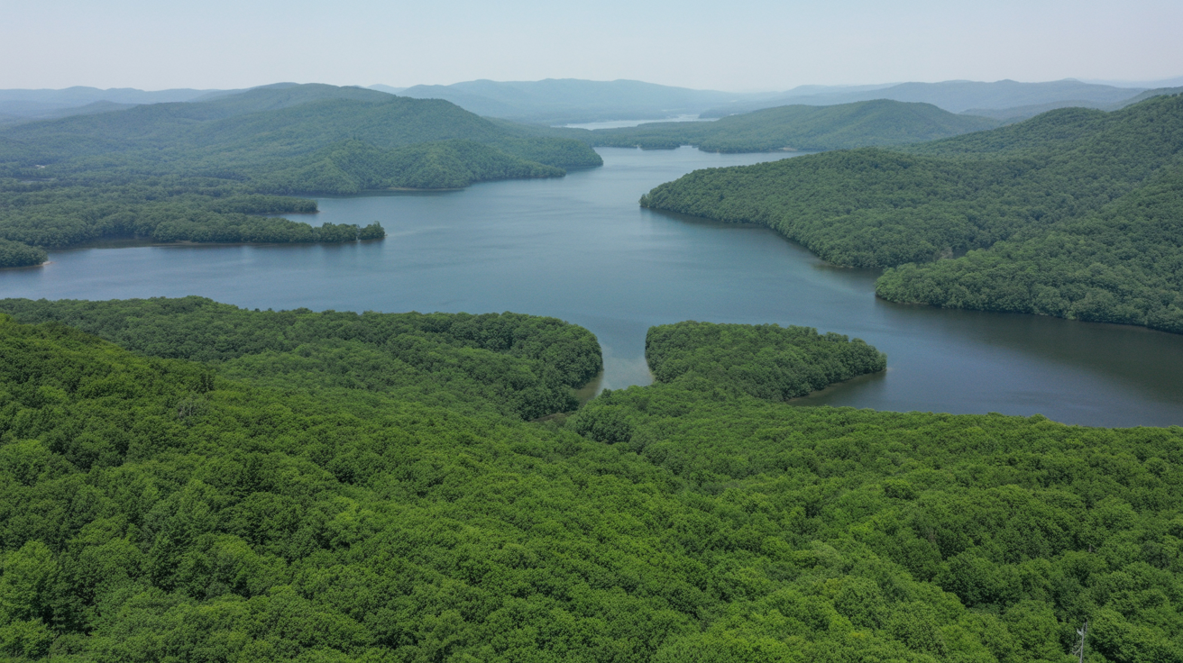 Aerial view of East Tennessee lake