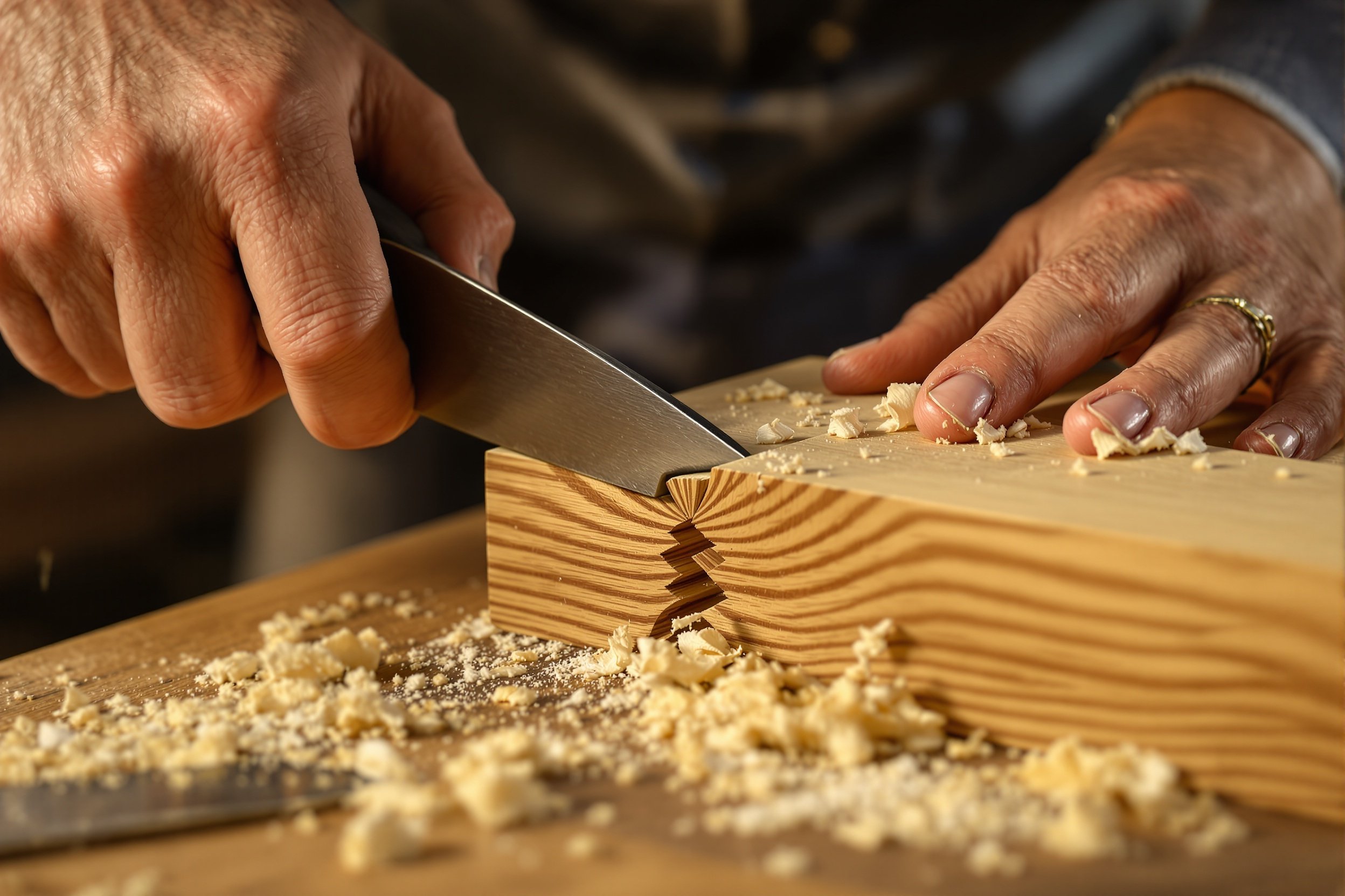 Traditional joinery craftsmanship close-up