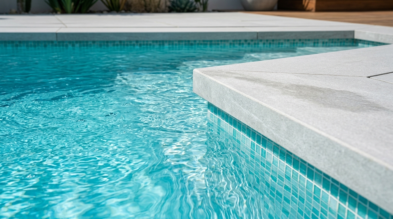 Pristine pool with geometric edges