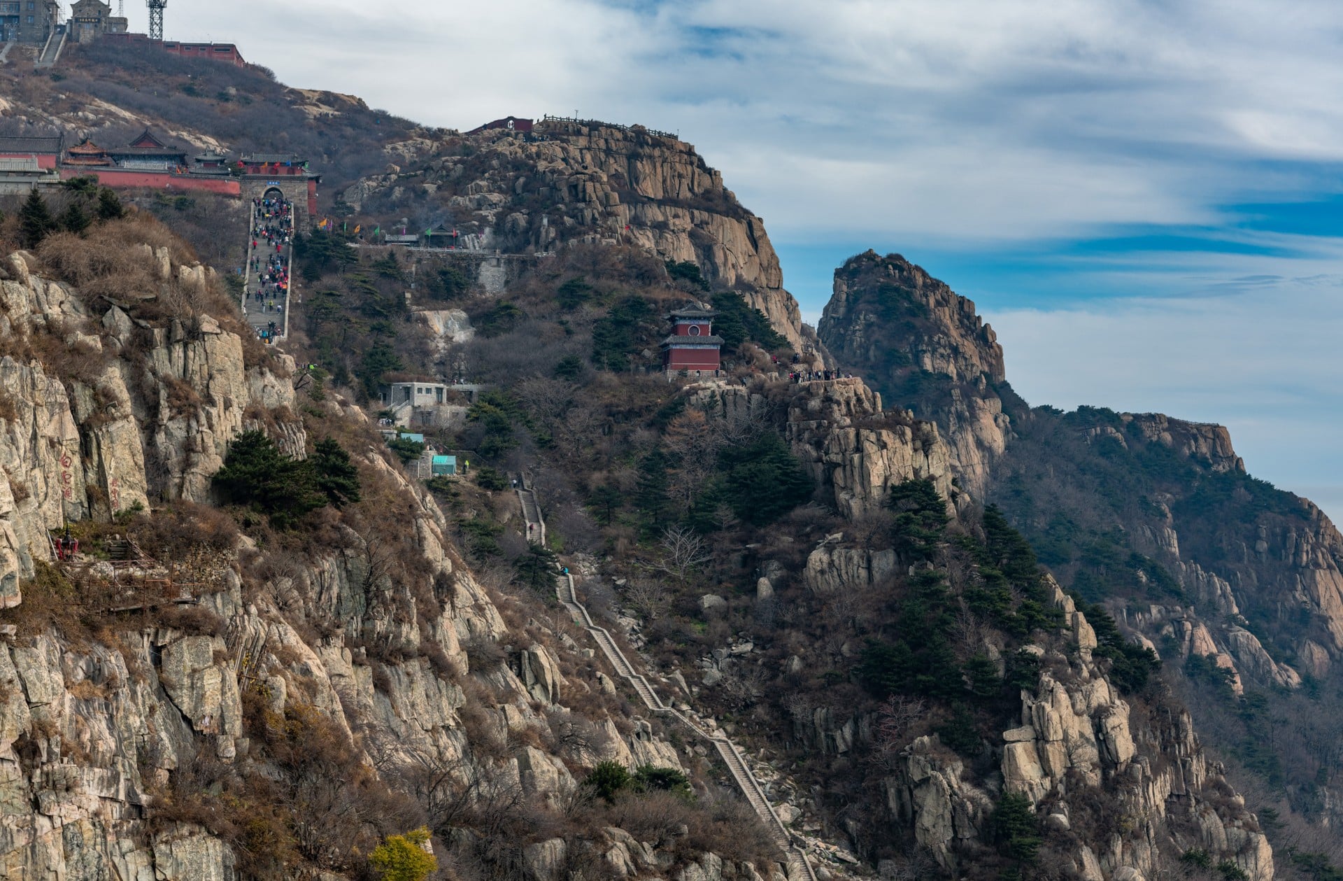 Stone stairway climbing Mount Tai