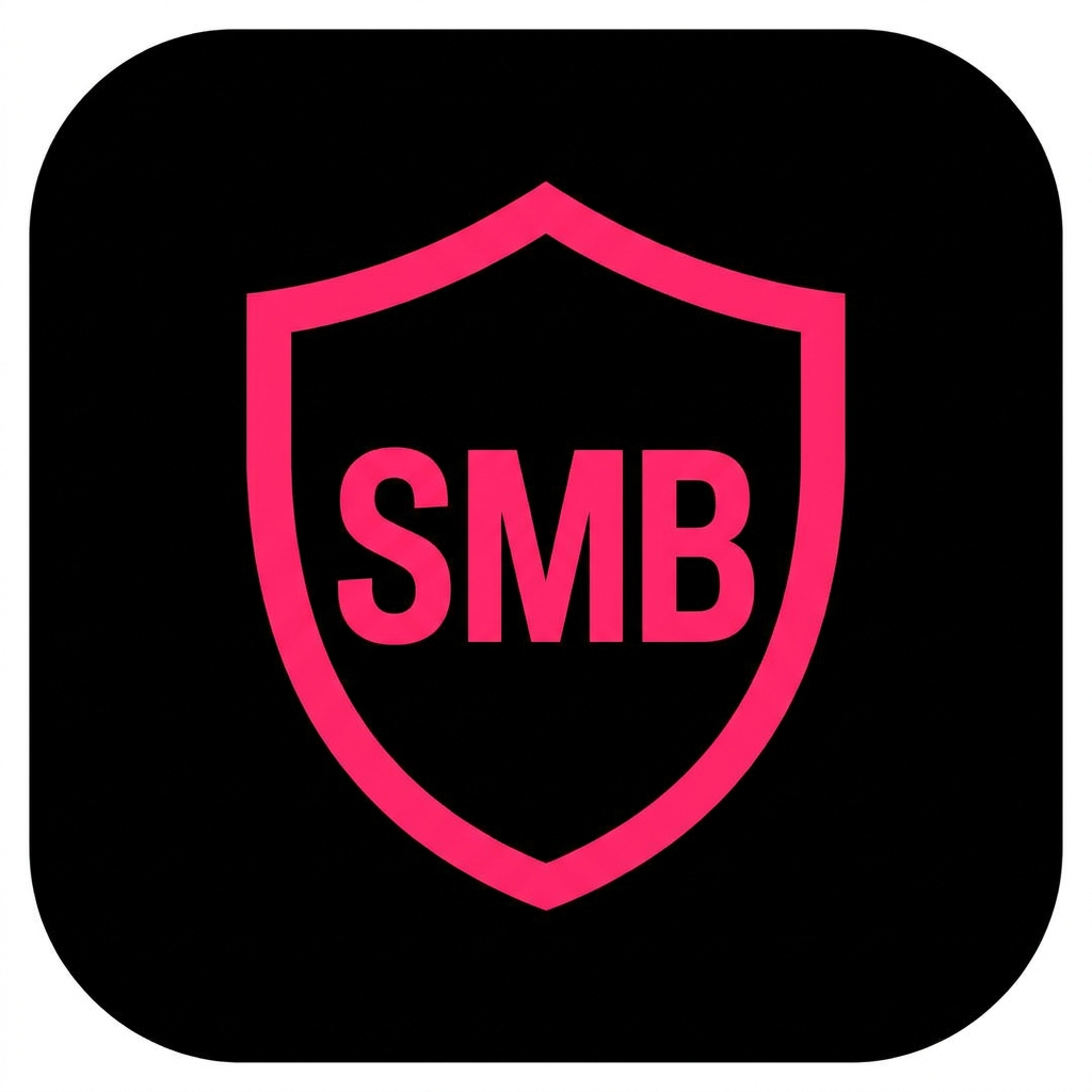 SMB Fortress logo — shield with SMB text in electric magenta
