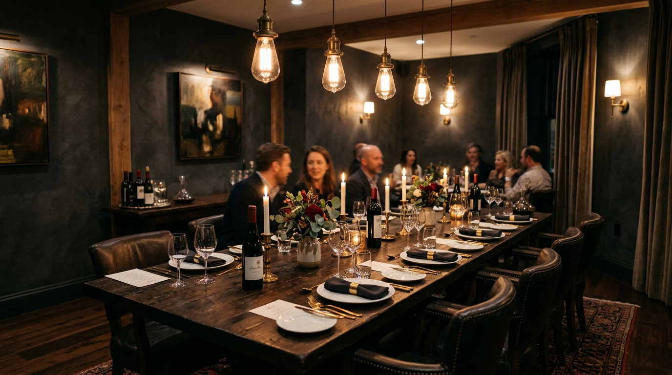 Salón privado elegante de Tizón Meats para eventos y celebraciones