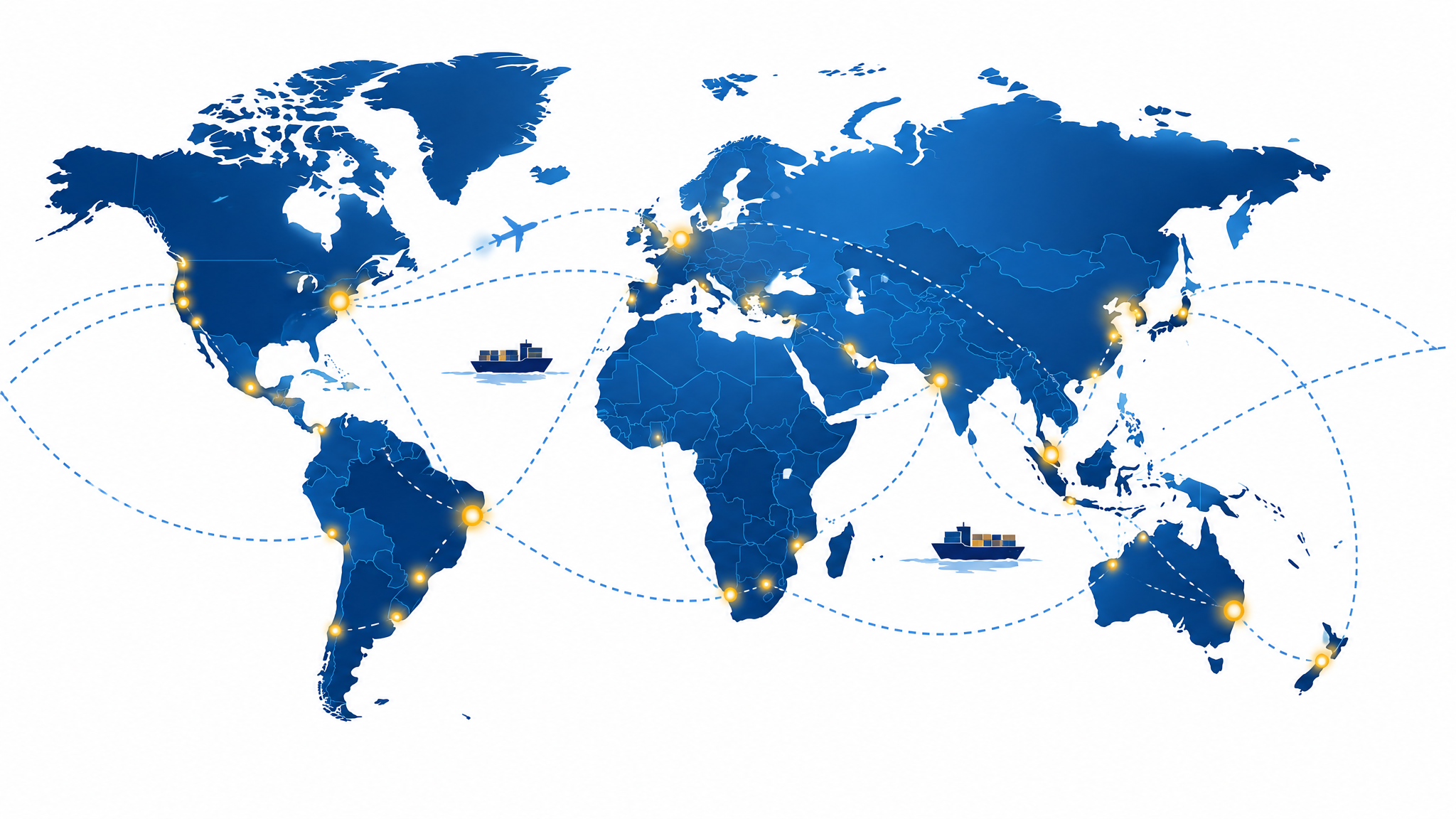 World map showing global shipping routes