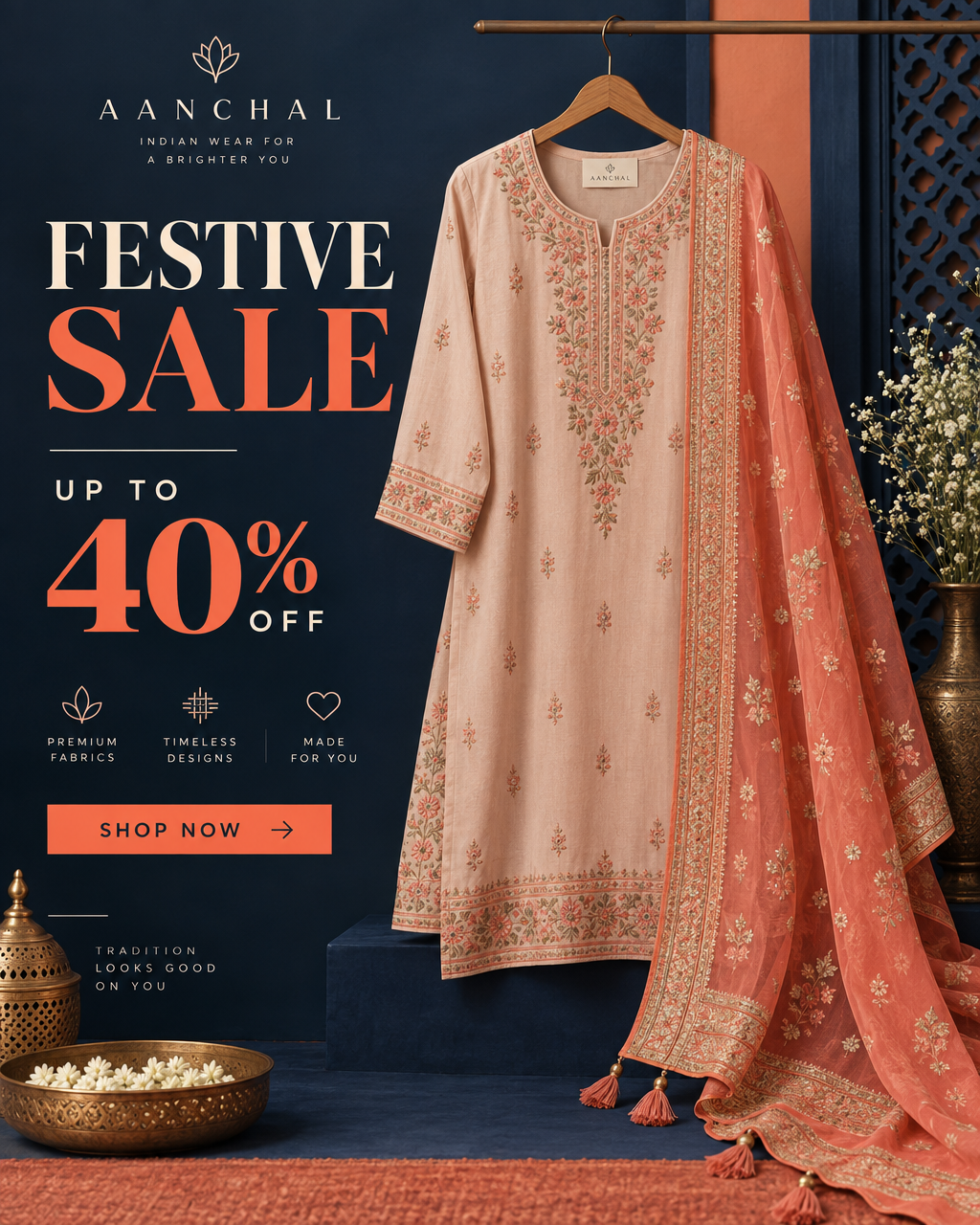Festive sale carousel slide for an Indian fashion boutique