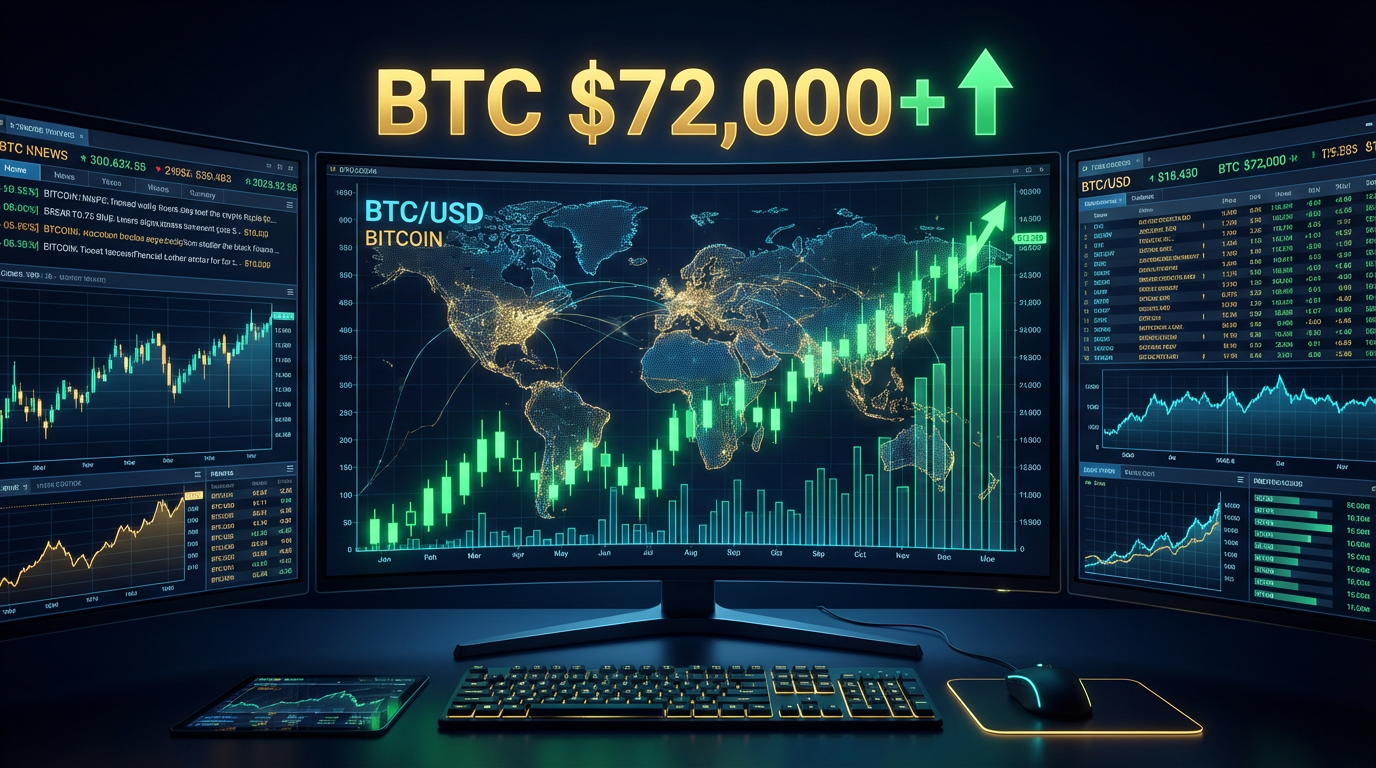 Bitcoin Surges Past $72K as US-Iran Ceasefire Sparks Crypto Market Rally