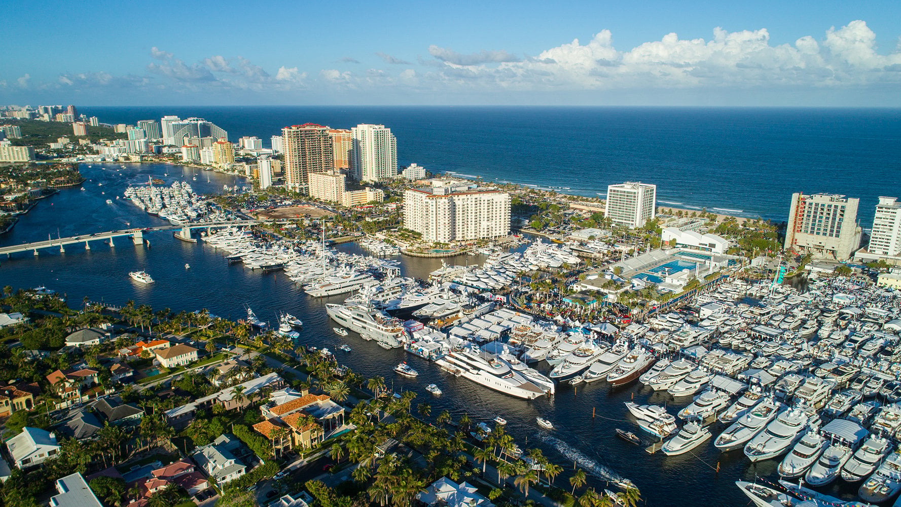 Aerial view of Fort Lauderdale coastline with waterfront properties