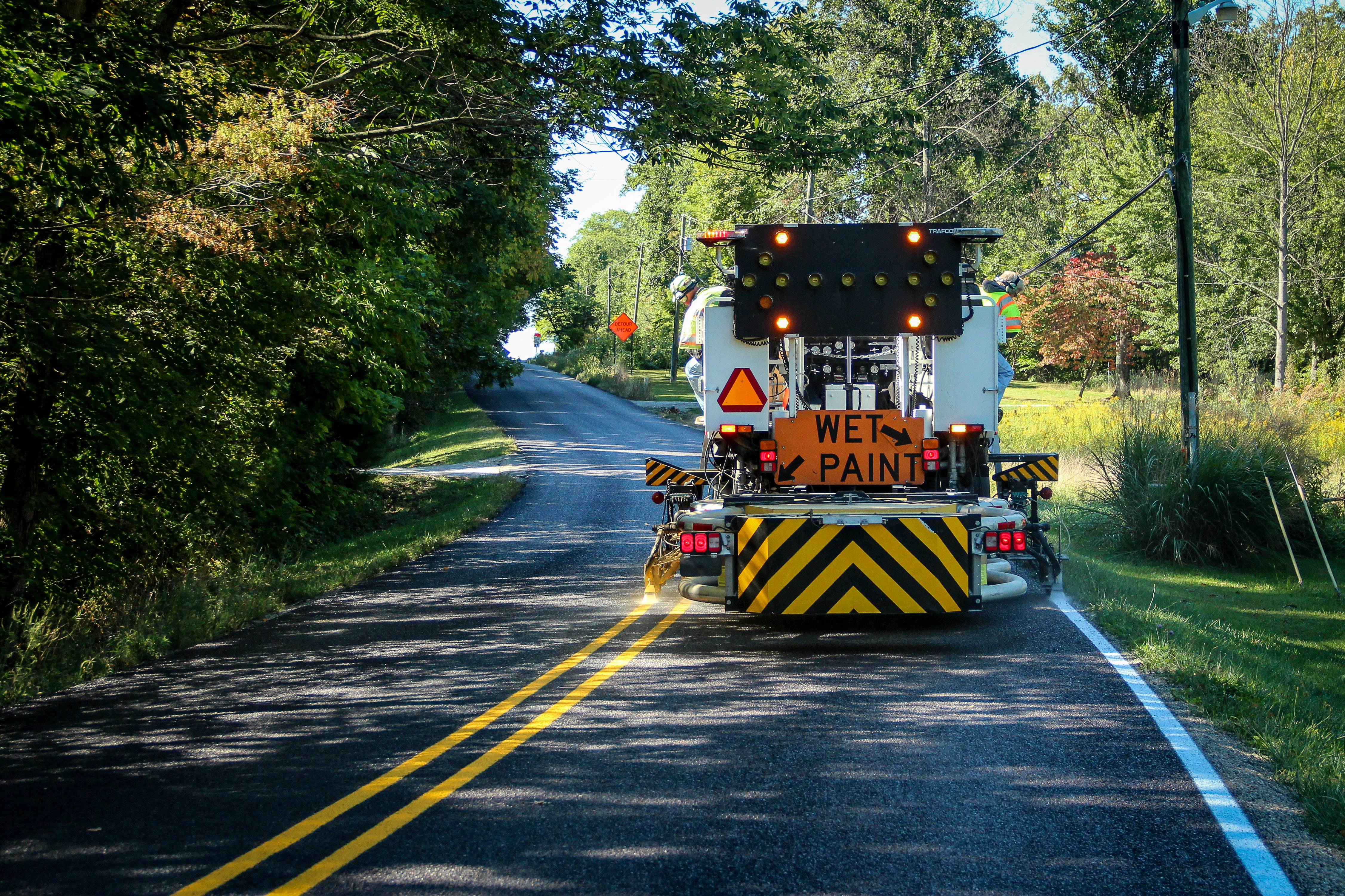 Professional line striping on asphalt