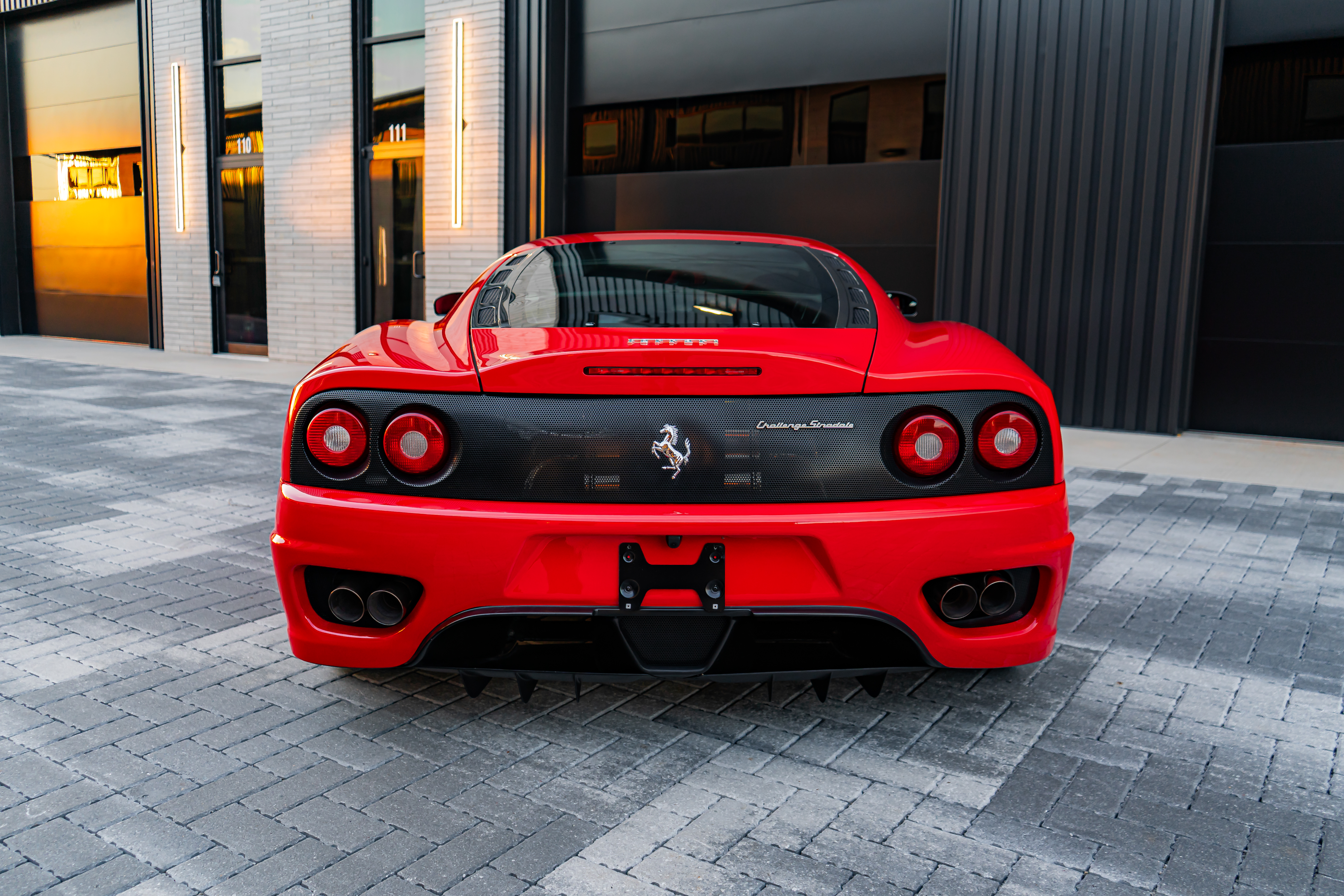 2004 Ferrari 360 Challenge Stradale rear view with carbon fiber tail panel