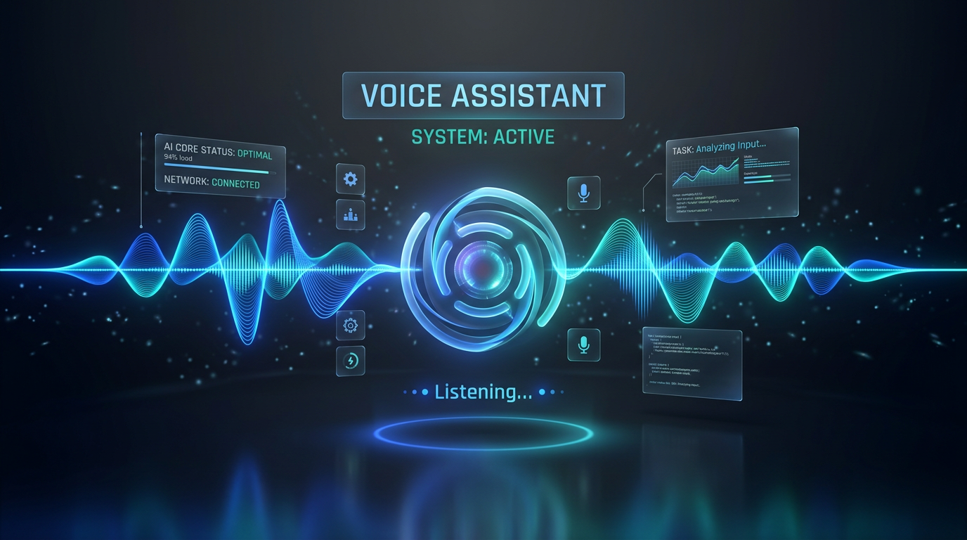 Atten360 AI voice assistant interface with dynamic voice waveforms