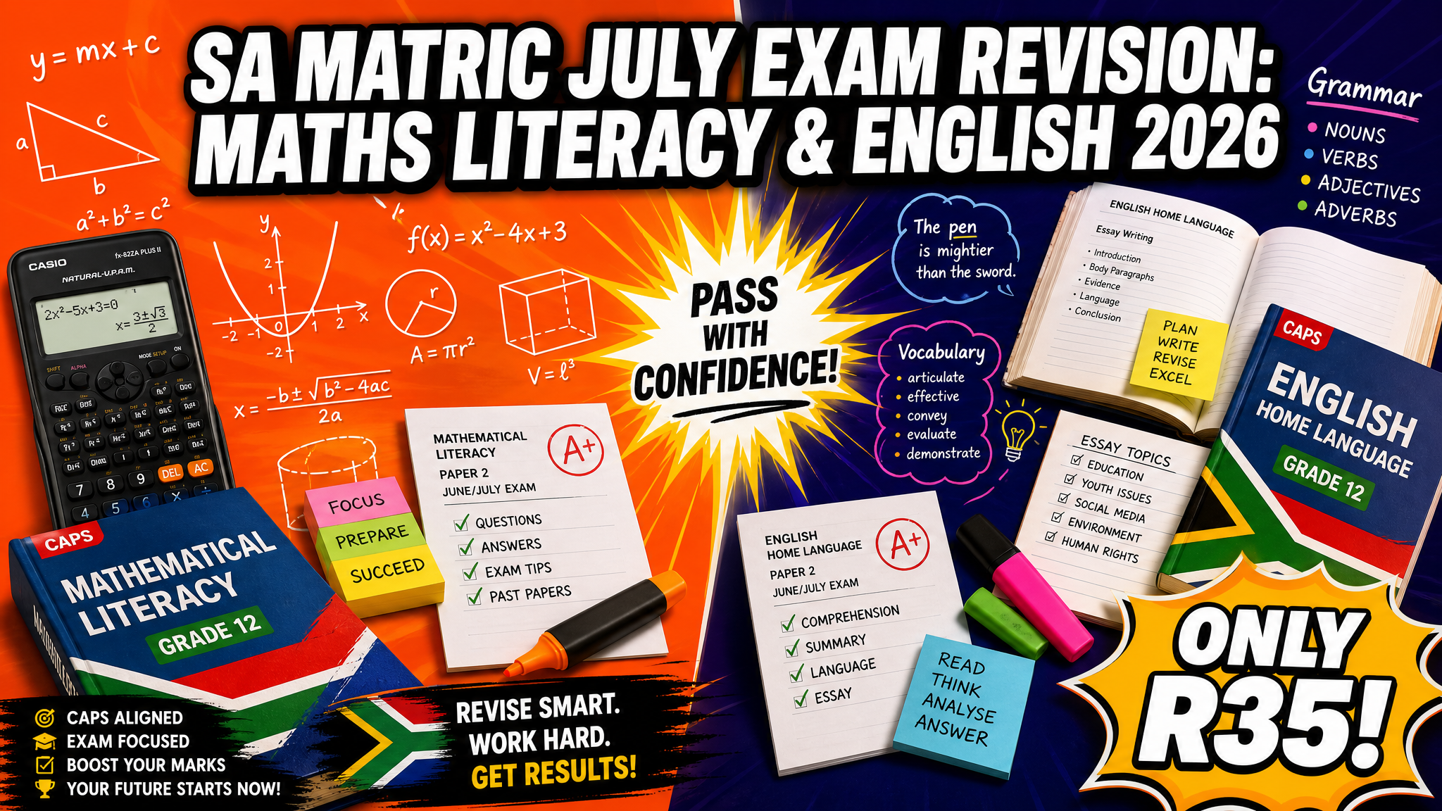SA Matric July Exam Revision: Maths Literacy & English 2026
