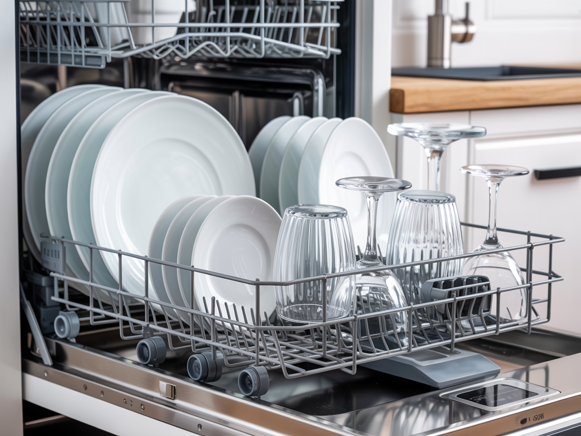 Sparkling clean spotless dishes and crystal glassware from using soft water