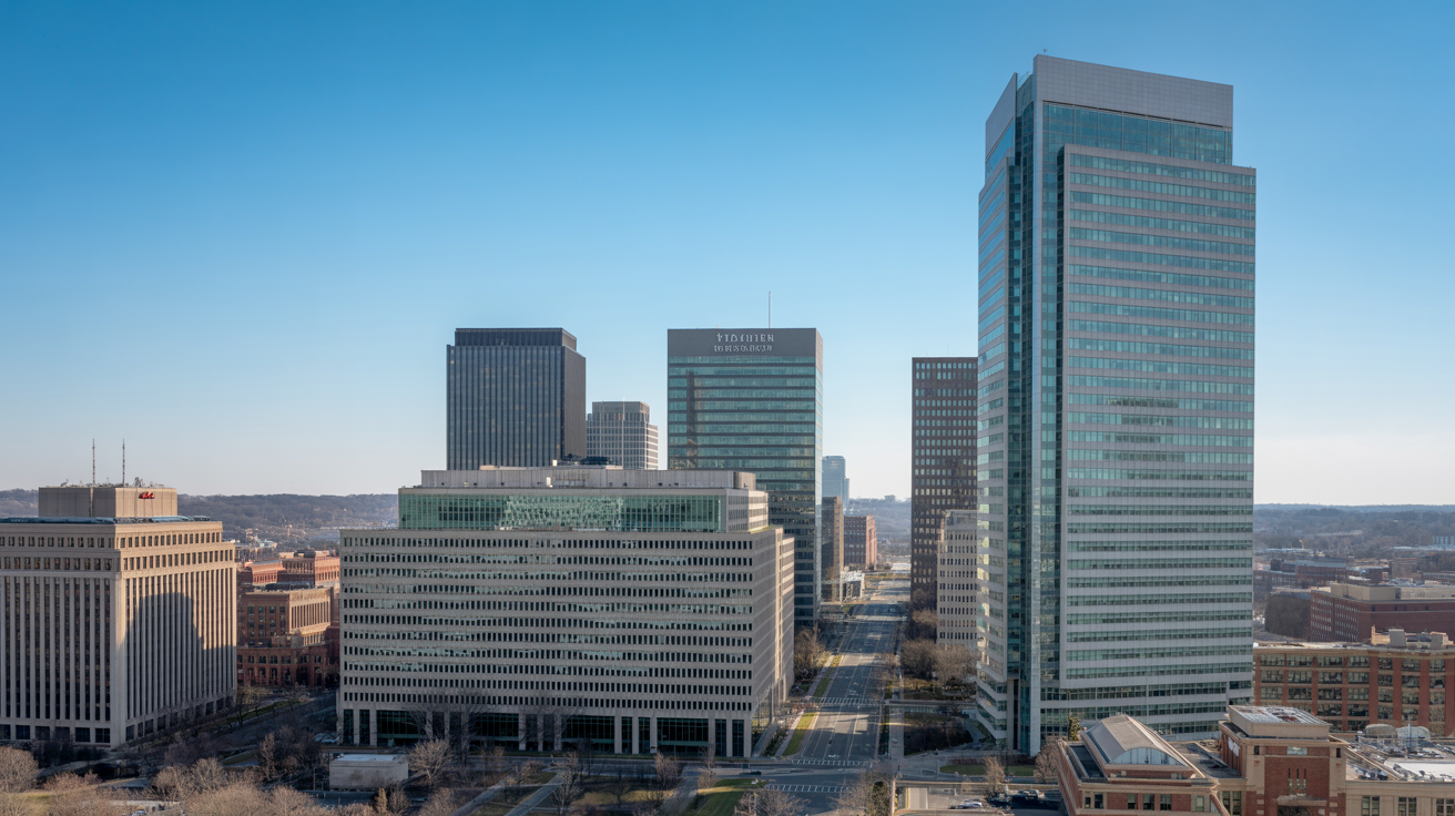 Arlington Virginia skyline and modern office buildings in DC metro area