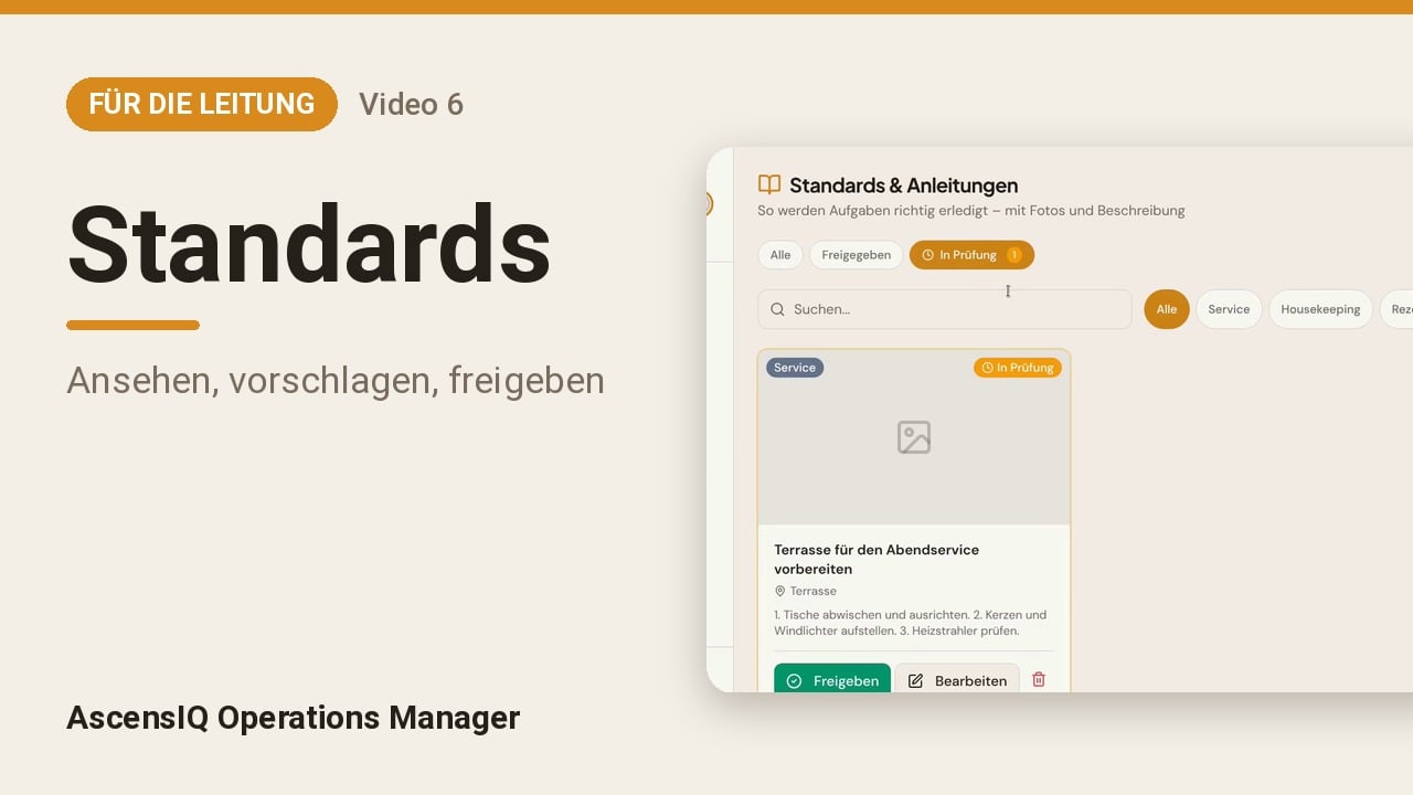 Standards ansehen, vorschlagen, freigeben