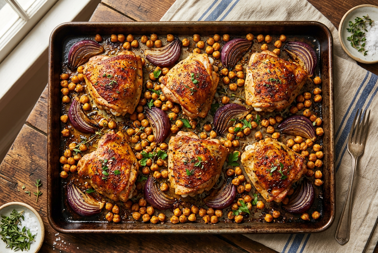 Chicken Thigh & Chickpea Traybake
