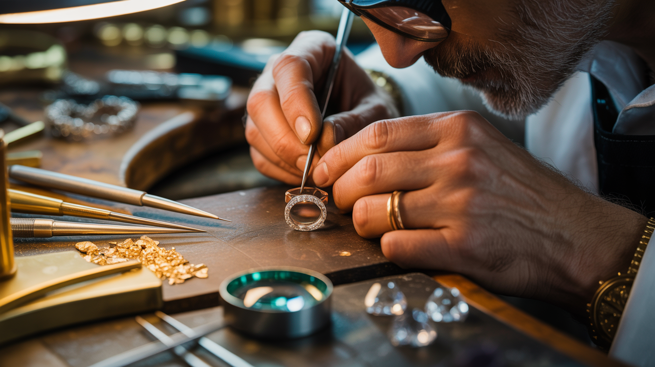 Master jeweler crafting a bespoke engagement ring
